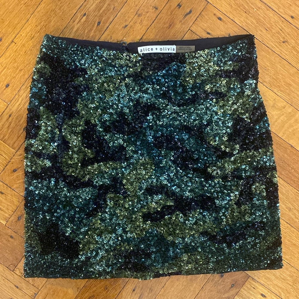 Alice + Olivia Sequin Camouflage Skirt